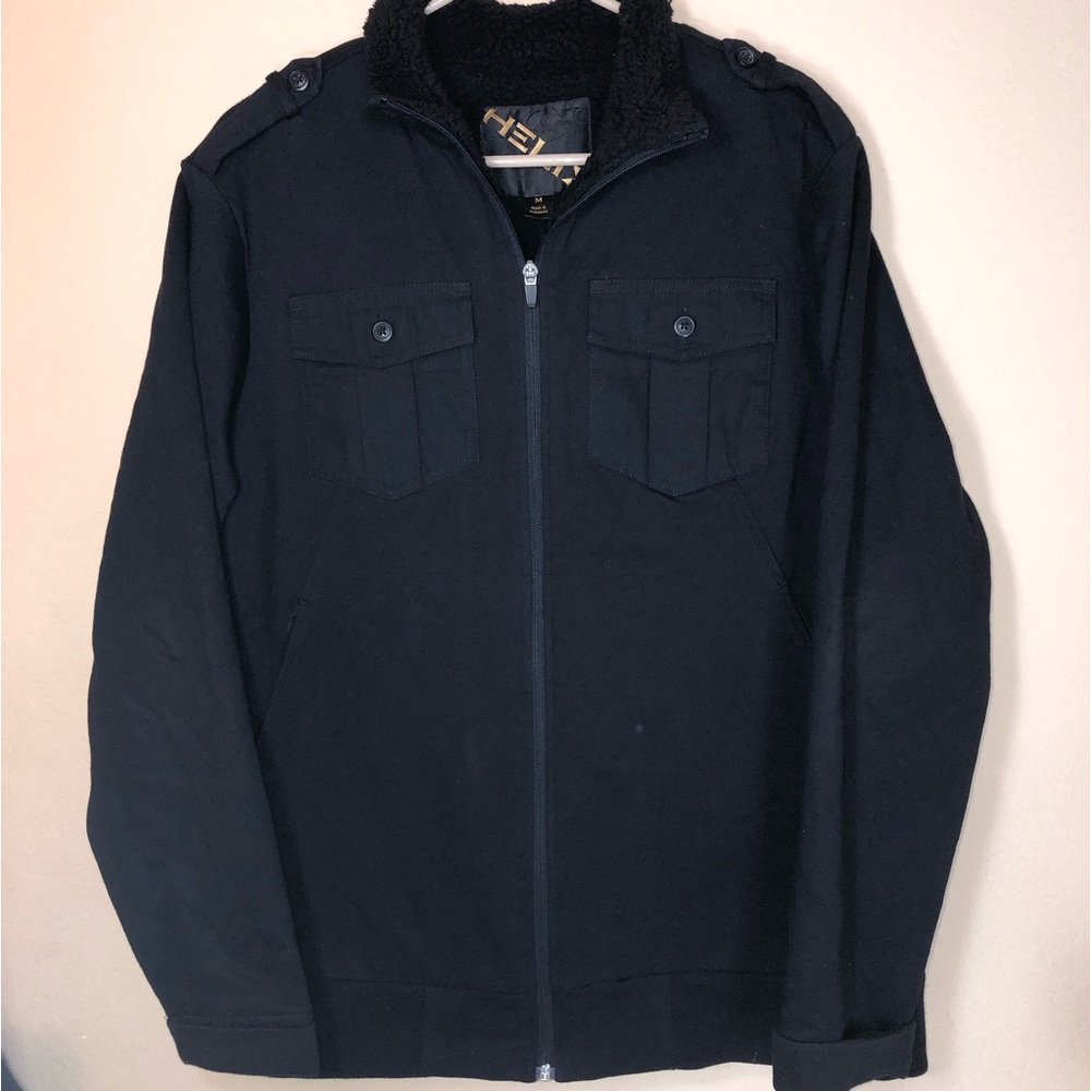 Helix Black Zip-Up Sherpa lined Jacket, Medium, pre-owned, pet/smoke free home